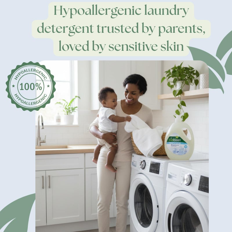 Biokleen Free & Clear Natural 3X Concentrated Liquid Laundry Detergent, 300 Loads, Plant-Based, Hypoallergenic, Removes Stains & Fights Odors, Dye Free, Unscented - Image 3